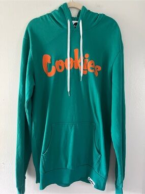 Cookies Brand Teal Hooded Sweater with Orange Script